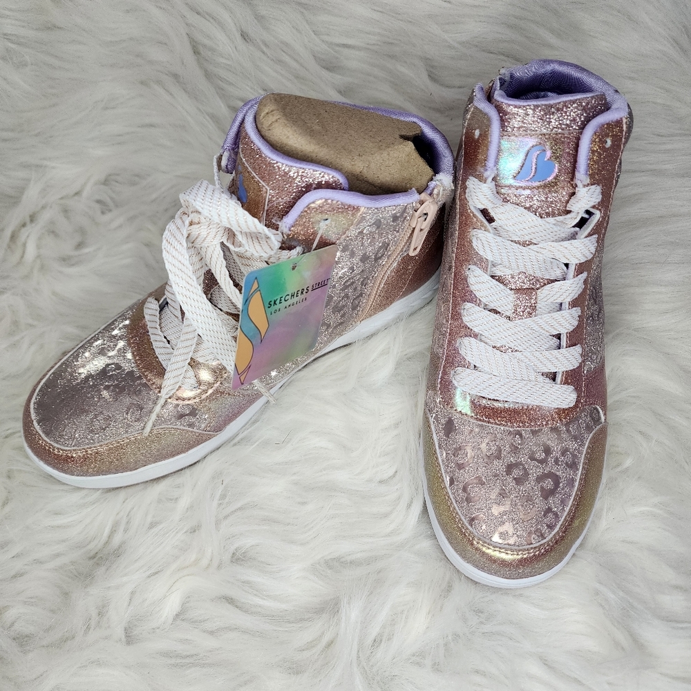 Skechers Girl's Street Standouts 2.0-Leopard Shine Sneaker shoe size- 4